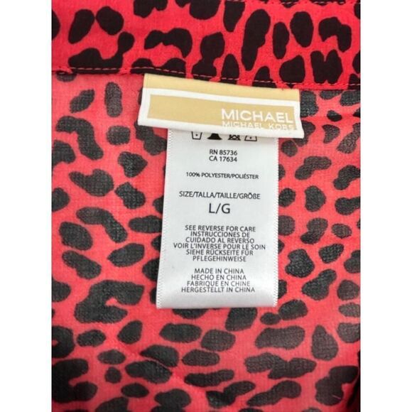 NWT Michael Kors MM29320 Sea Coral Sheer Leopard Button-Front Dress - Picture 5 of 8